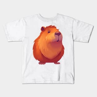 Cute Cartoon Capybara Illustration with friendly smiling face Kids T-Shirt